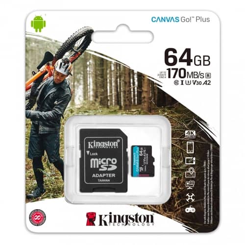 Tarjeta de Memoria KINGSTON Canvas Go Plus Gen3 MicroSDXC 64GB UHS-I U3 V30 A2 170MB/s