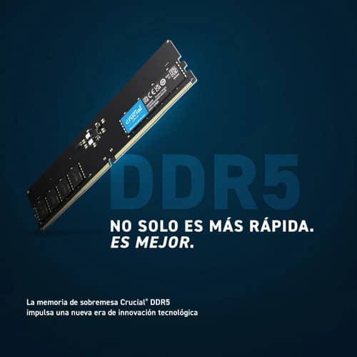Memoria Ram UDIMM CRUCIAL CT 16GB DDR5 4800MHz CL40 1.10V Single Negro