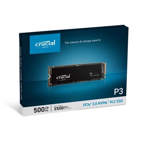 Disco Interno SSD CRUCIAL P3 500GB M.2 NVMe PCIe 3.0  3500MB/s