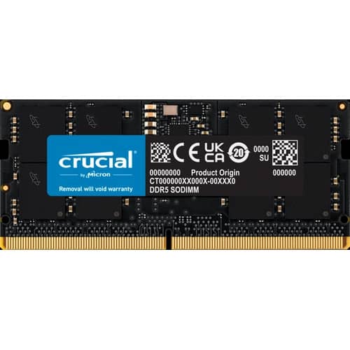 Memoria Ram SODIMM CRUCIAL CT 16GB DDR5 4800MHz CL40 1.10V Single Negro