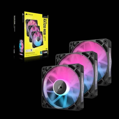 Kit de inicio de ventiladores CORSAIR iCUE LINK RX120 RGB 120 mm X3 negro