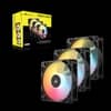 Kit de ventiladores CORSAIR flujo invertido RS120-R ARGB de 120 mm x3 negro