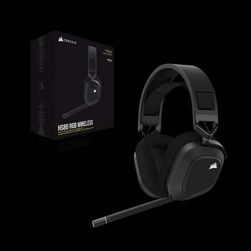 Auriculares gaming CORSAIR HS80 RGB WIRELESS con audio espacial - carbón