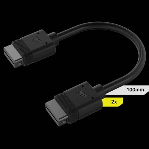 Cable CORSAIR iCUE LINK 2x 100mm con conector derecho negro