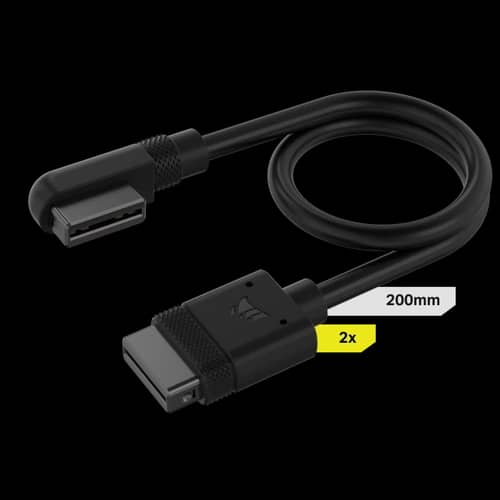 Cable CORSAIR iCUE LINK 2x 200mm con conector 90° negro