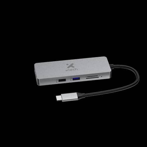 Adaptador Xtech , Multipuerto 5 en 1, Usb C, 17cm