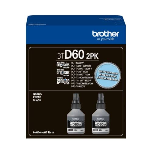 Botella de tinta Brother BTD60 Negra Pack de 2