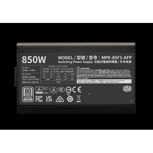 Fuente Cooler Master Elite Platinum 850W Full Modular 80 Plus