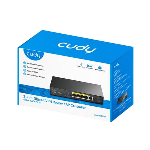Router Cudy C200P Gigabit VPN   AP 4 puertos PoE