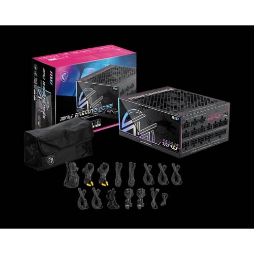 Fuente MSI MPG AI1600TS PCIE5 1600W 80 Plus Titanium Cable USA