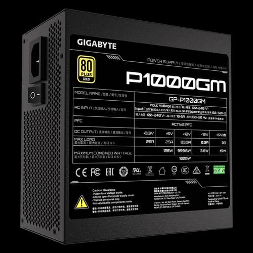 Fuente GIGABYTE P1000GM 1000W 80 Plus Gold ATX Modular