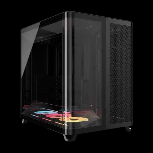 Gabinete CORSAIR semitorre de triple cámara AIR 5400 LX-R RGB iCUE LINK negro