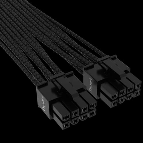 Cable con fundas individuales PCIe Gen 5 12V-2x6 de 600 W y 12 4 patillas con funda individual, Type 4, NEGRO