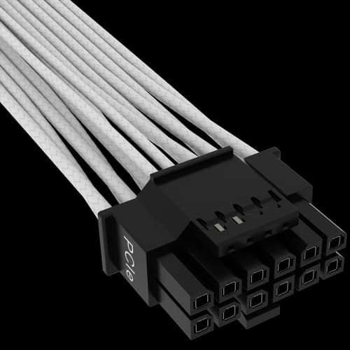 Cable con fundas individuales PCIe Gen 5 12V-2x6 de 600 W y 12 4 patillas con funda individual, Type 4, BLANCO