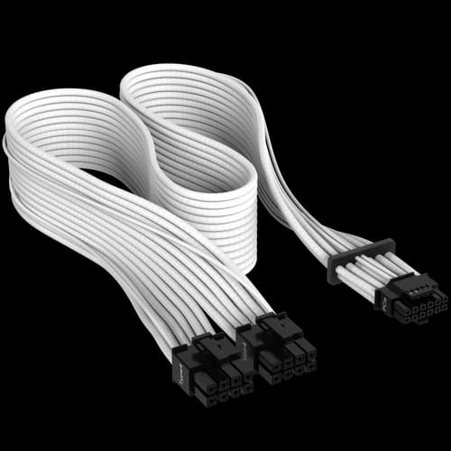 Cable con fundas individuales PCIe Gen 5 12V-2x6 de 600 W y 12 4 patillas con funda individual, Type 4, BLANCO