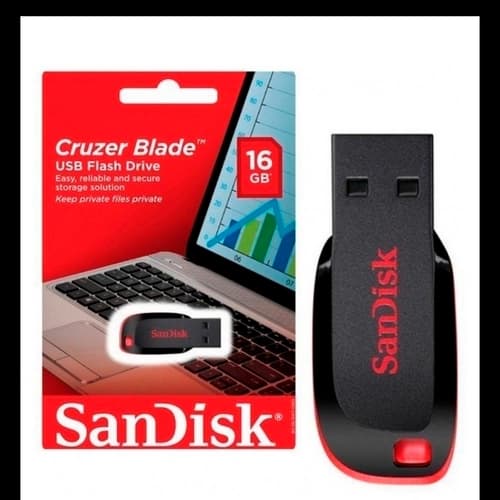 Pen Drive SANDISK Cruzer Blade 16GB USB 2.0 Tipo A Negro