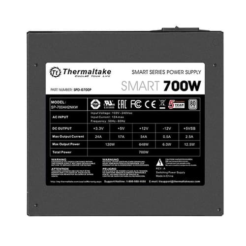 Fuente THERMALTAKE SMART 700W 80 Plus White ATX Fijo