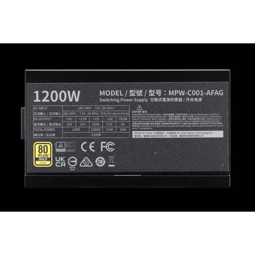 Fuente Cooler Master Elite Gold 1200W Full Modular 80 Plus